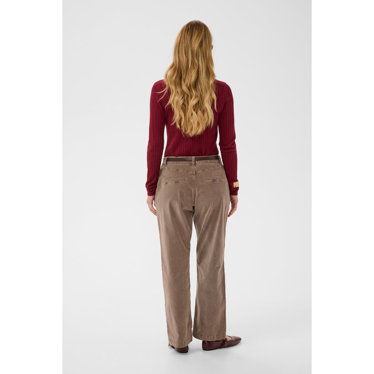 Pantalon casual beige brown lentil, CREAM