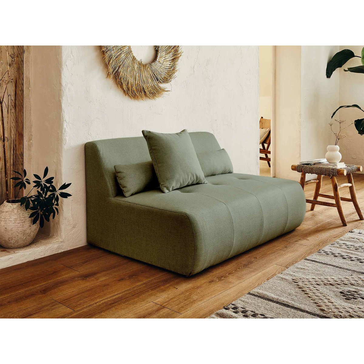 Canapé d'Angle gauche 5 places - ONYX vert sauge, BEST MOBILIER