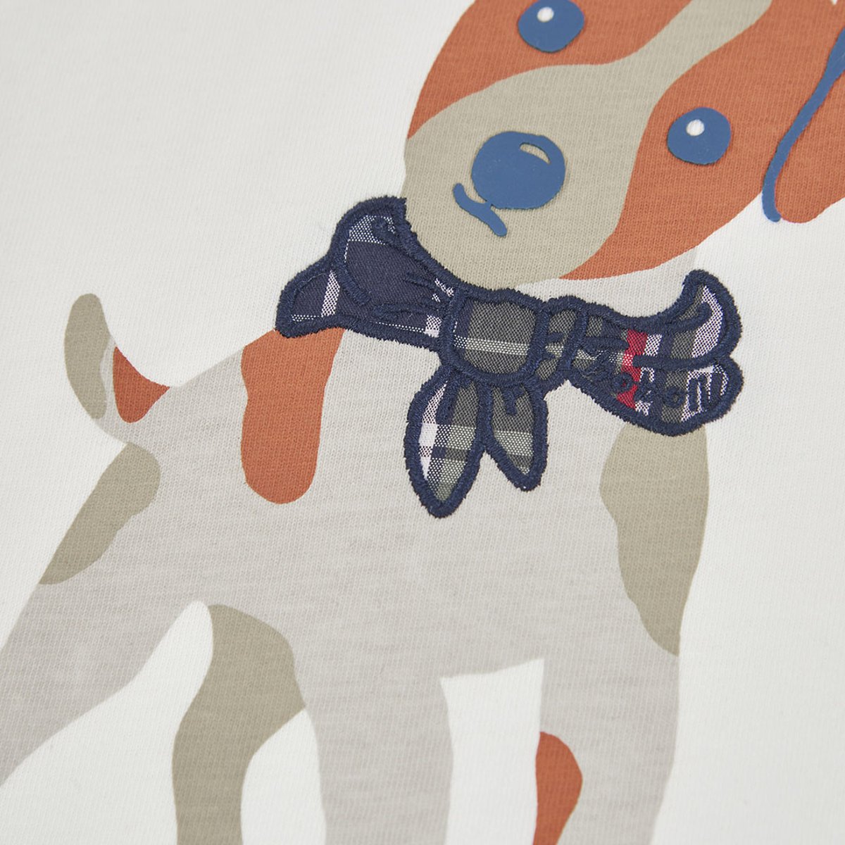 T-shirt garçon en maille estampillé chien blanc, BOBOLI