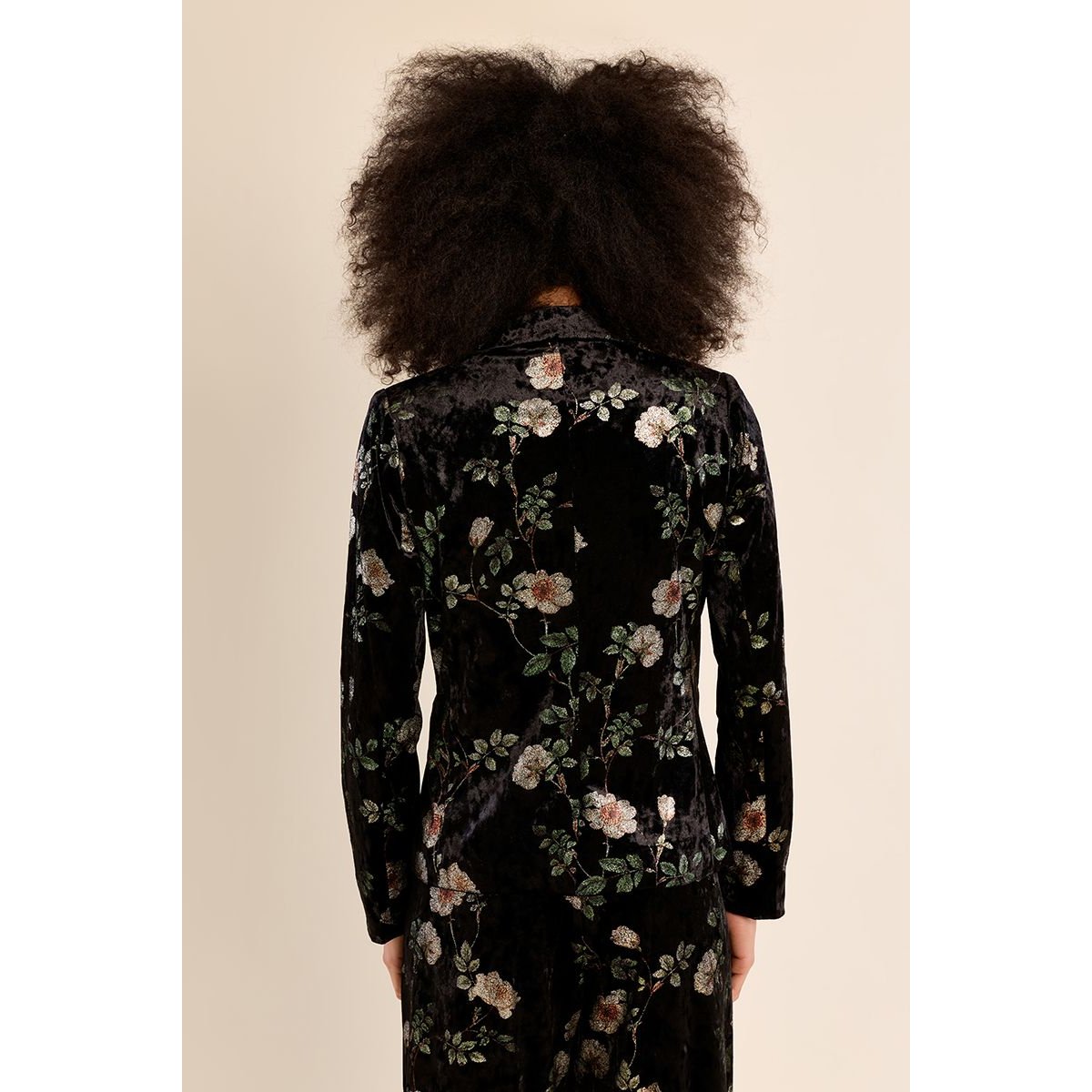 Blazer en velours fleuri noir, MOLLY BRACKEN