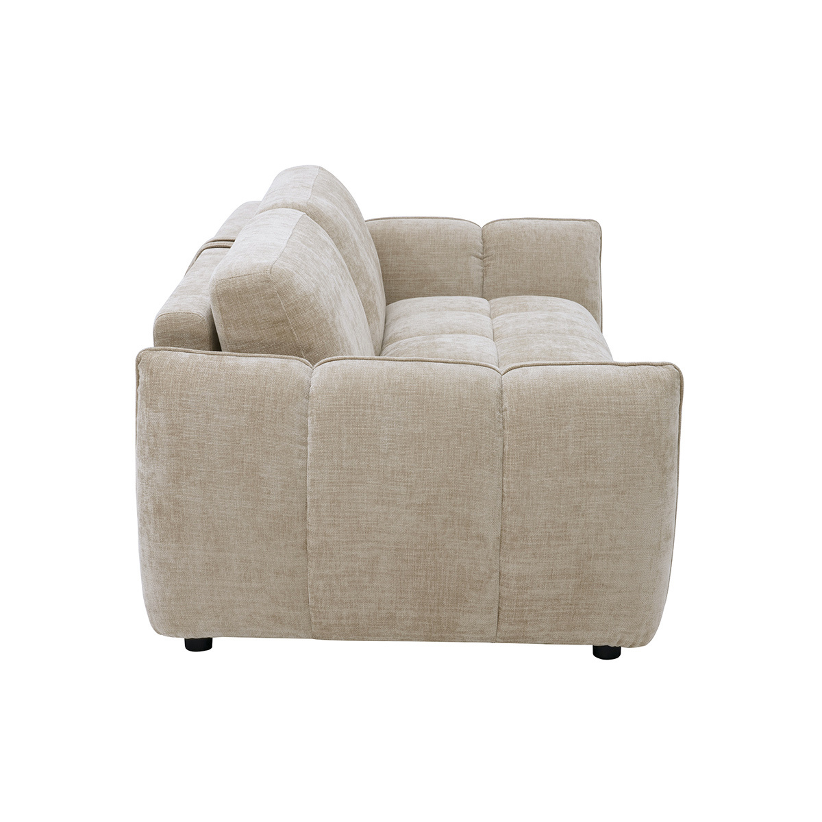 Canapé convertible design 3 places en tissu effet velours texturé taupe WONDER taupe, MILIBOO