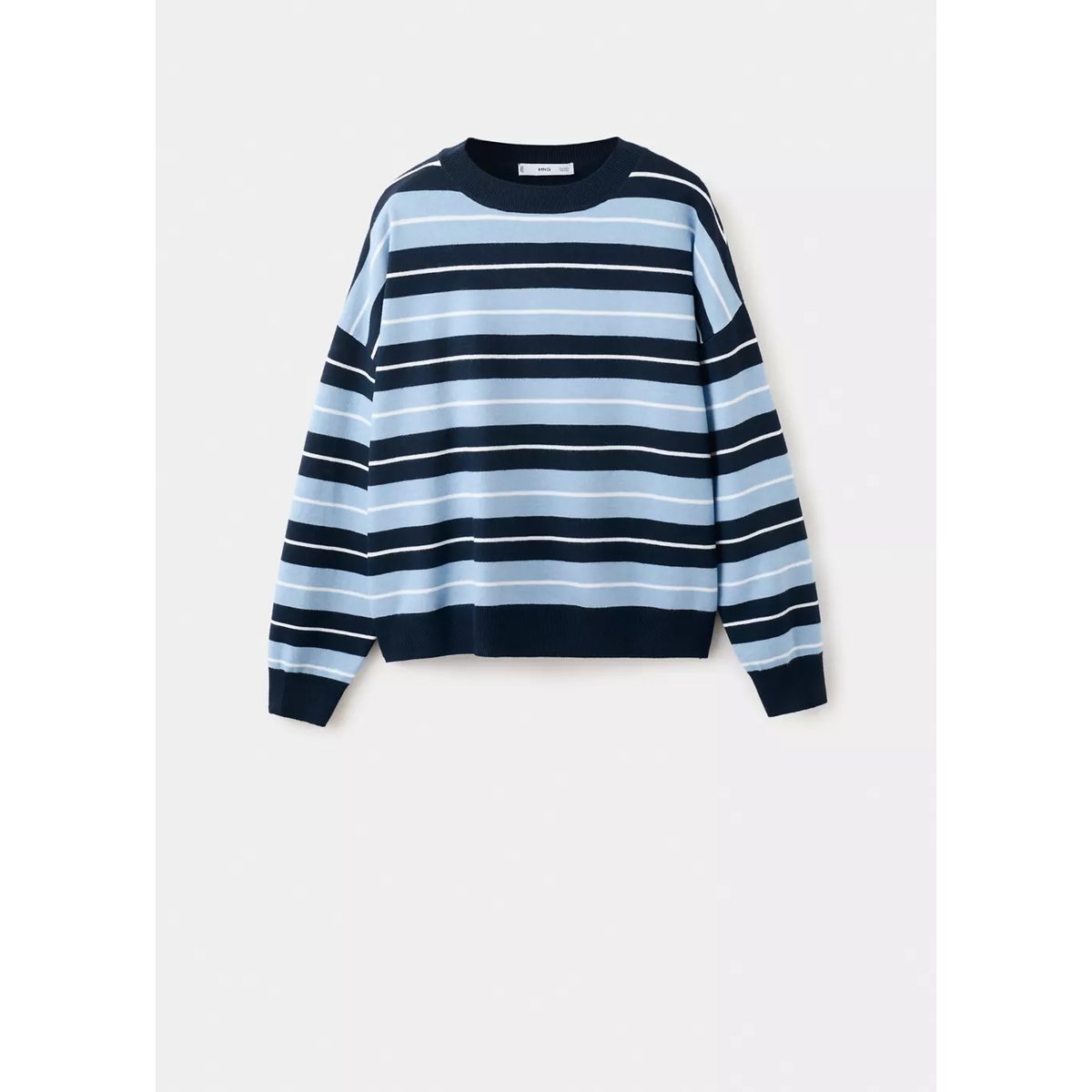 Pull-over en maille à rayures bleu marine foncé, MANGO