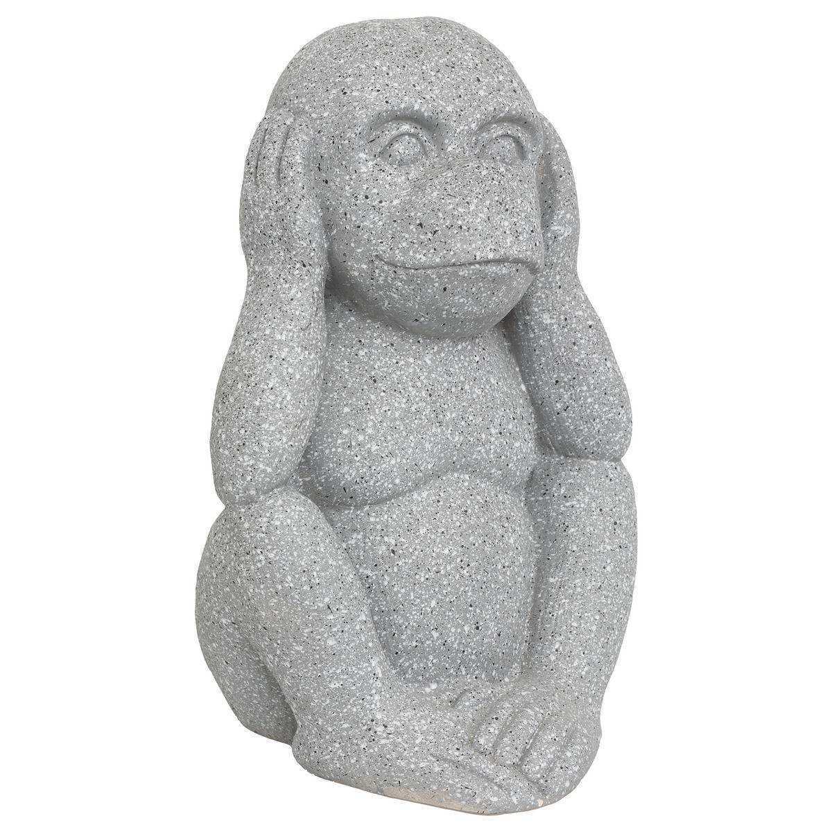 Singe déco extérieur Sohel H42 cm résine gris blanc, ATMOSPHERA