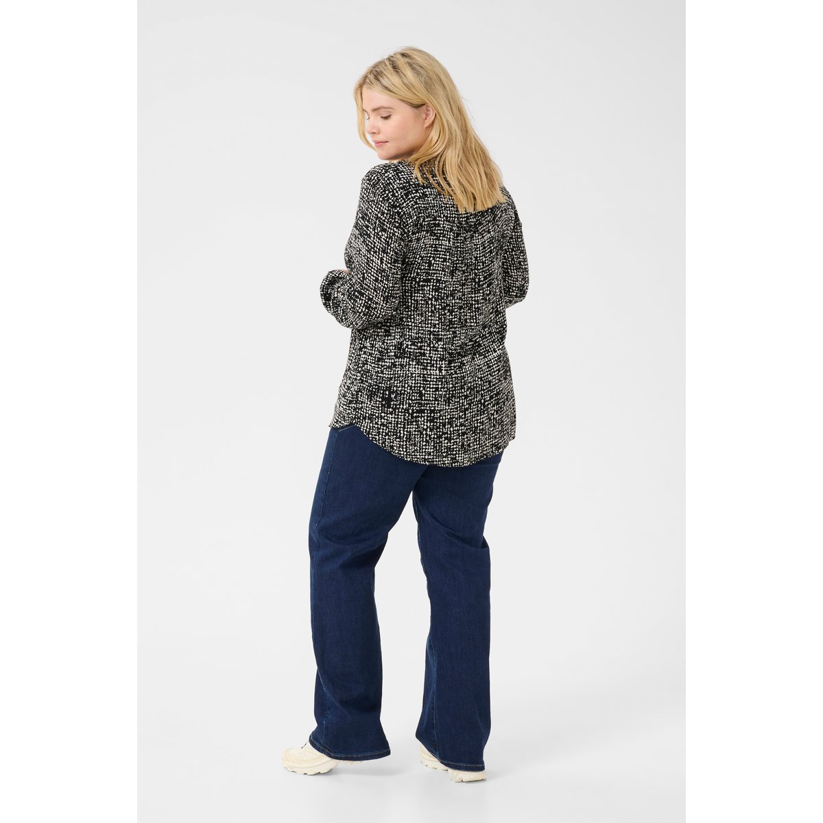 Blouse with long sleeve noir/blanc turtledove graphic dot, KAFFE CURVE