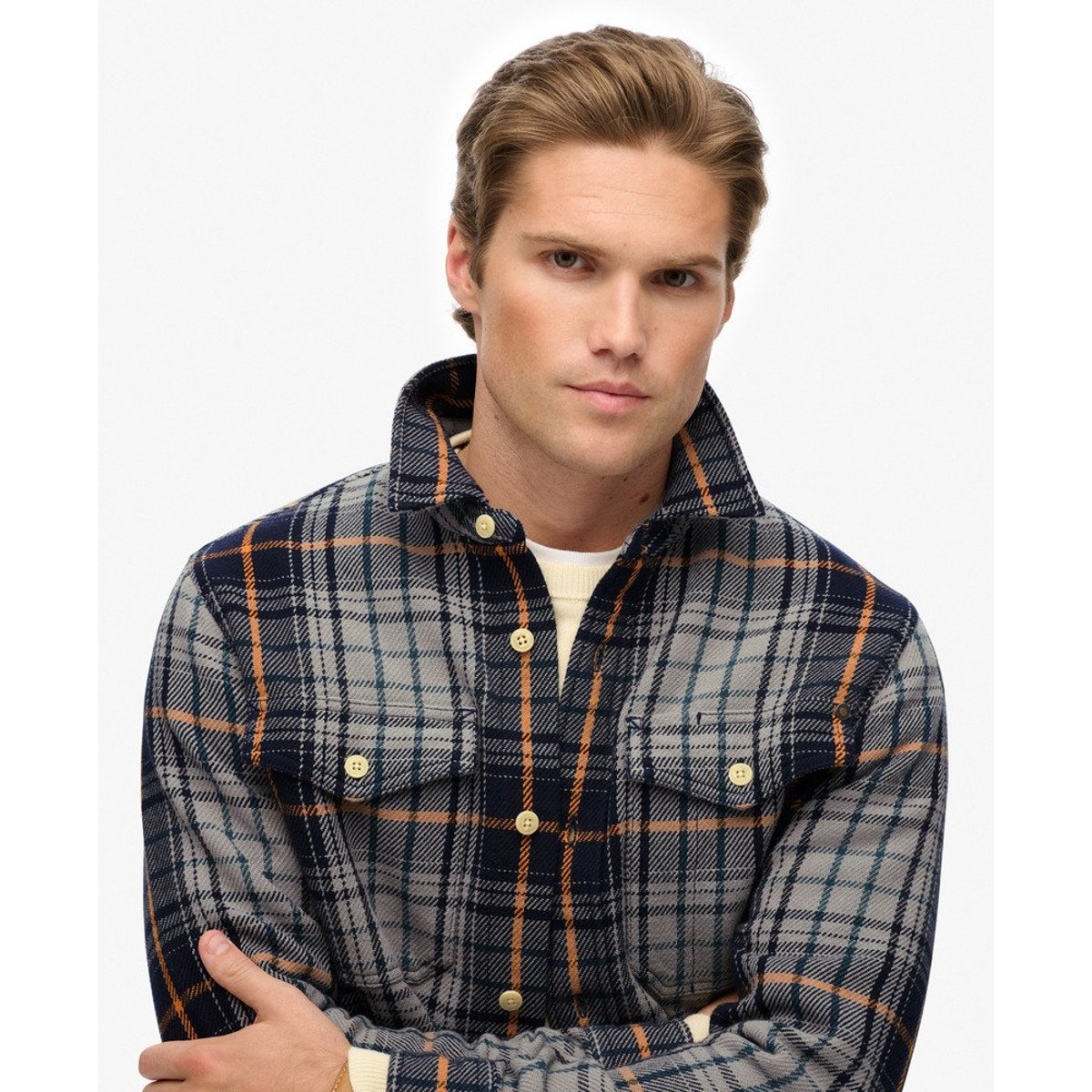 Chemise à Carreaux Épaisse - The Merchant Store bleu marine dégradé homestead, SUPERDRY