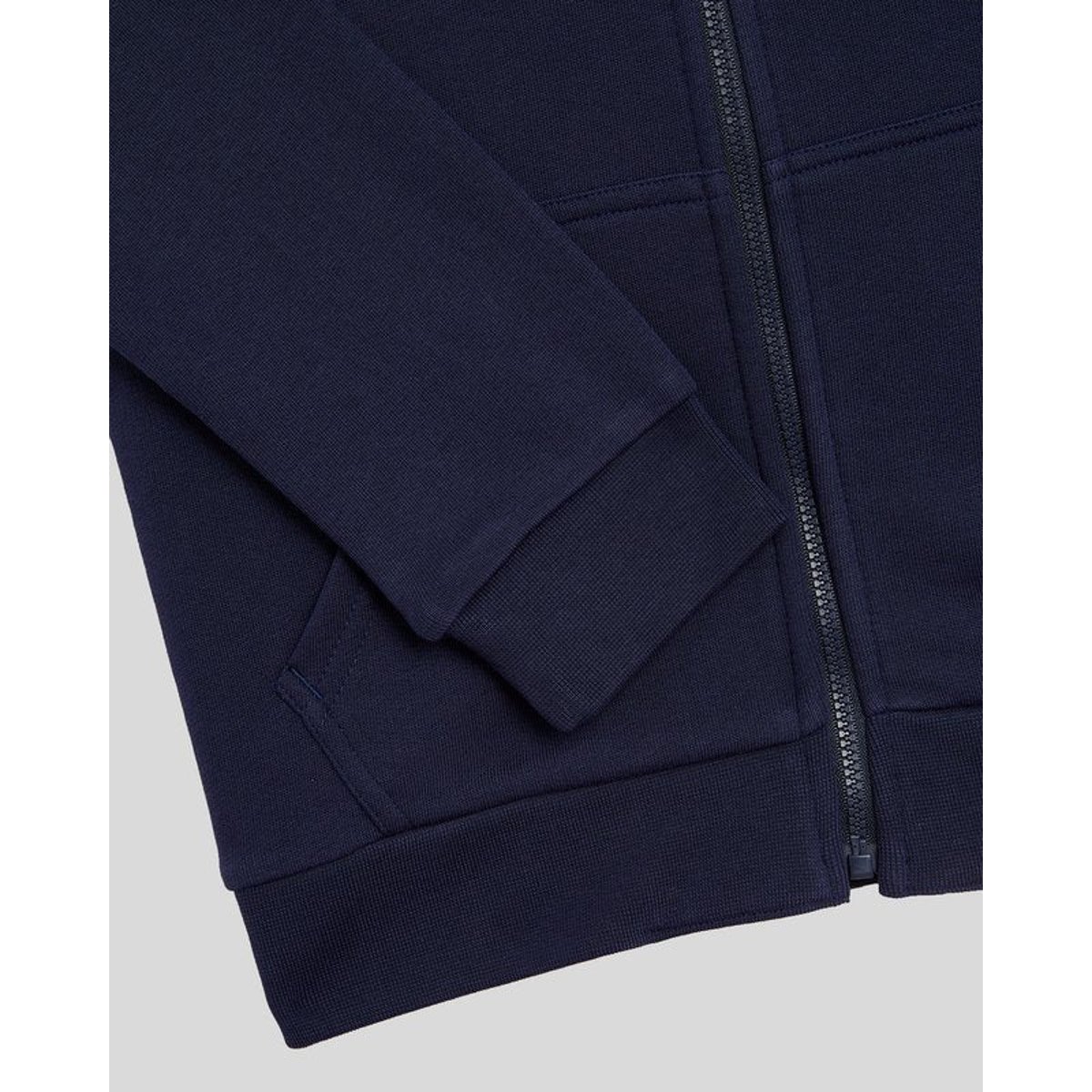 Sweat à capuche zippé en coton loopback bleu marine, LYLE & SCOTT