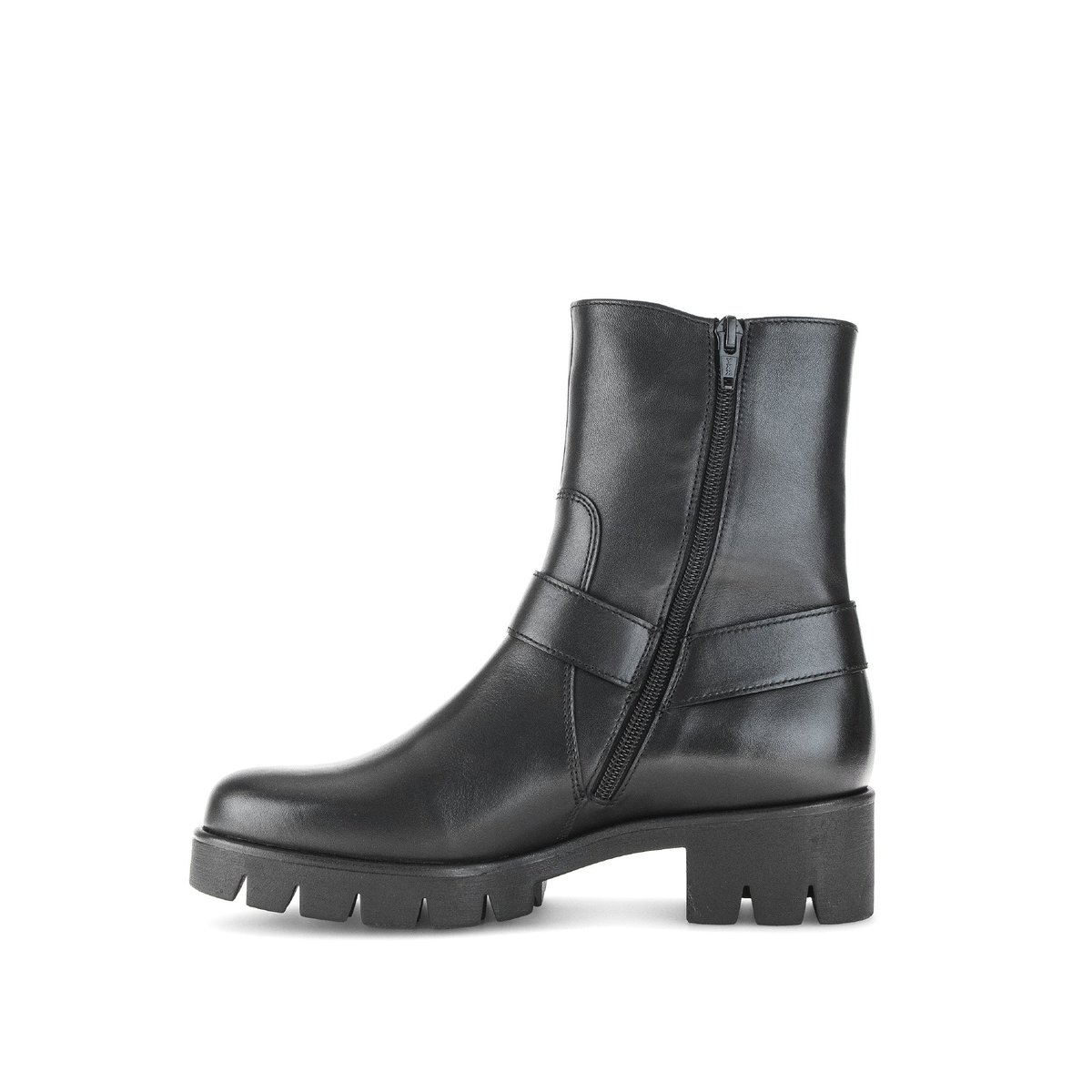 Bottes de motard en cuir à talon décroché noir, GABOR