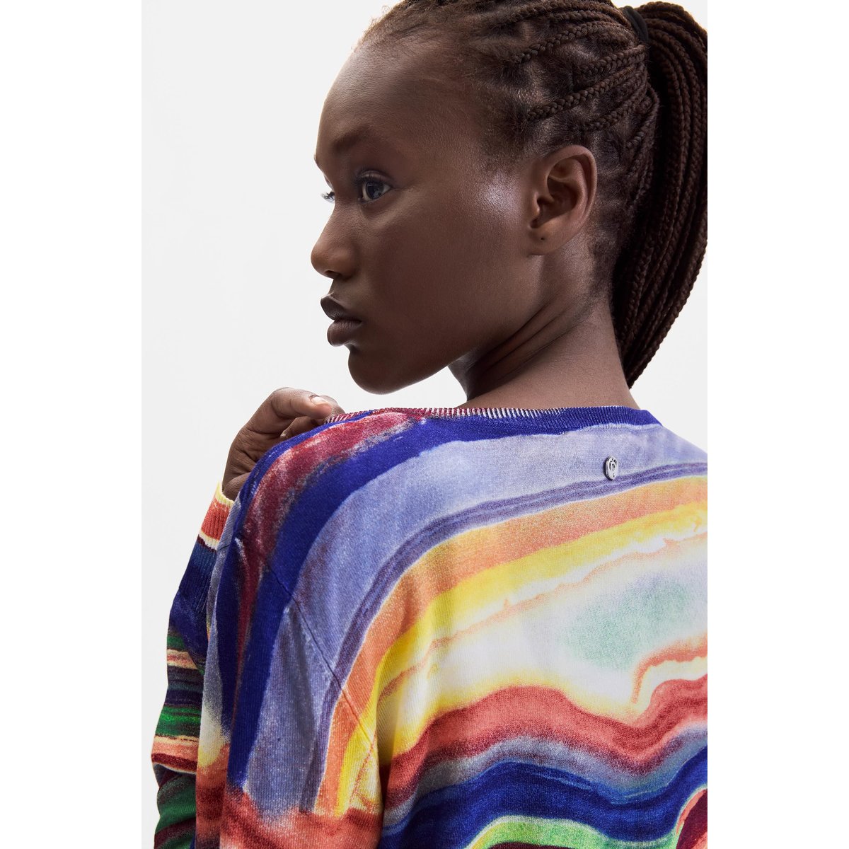 Pull fin en maille imprimé jaune, DESIGUAL