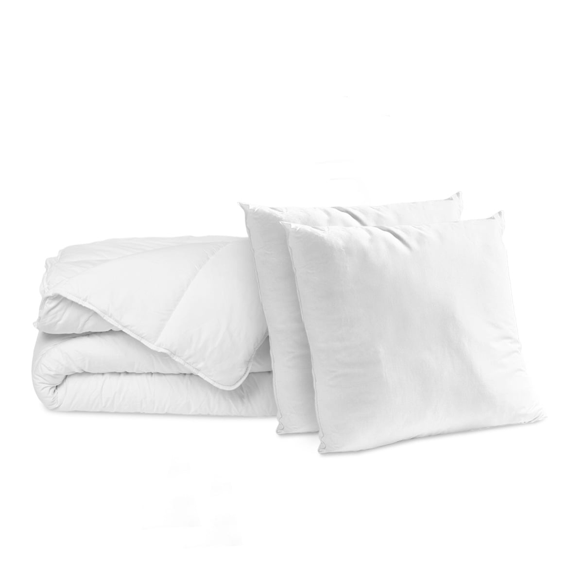 Pack Couette Chaude + Oreiller(s) COTON BIO blanc, BLEU CALIN