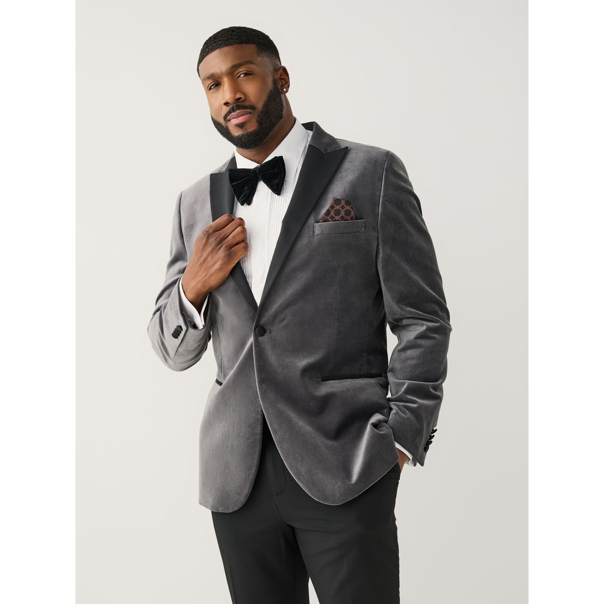 Blazer moulant en velours et motionflex gris, NEXT