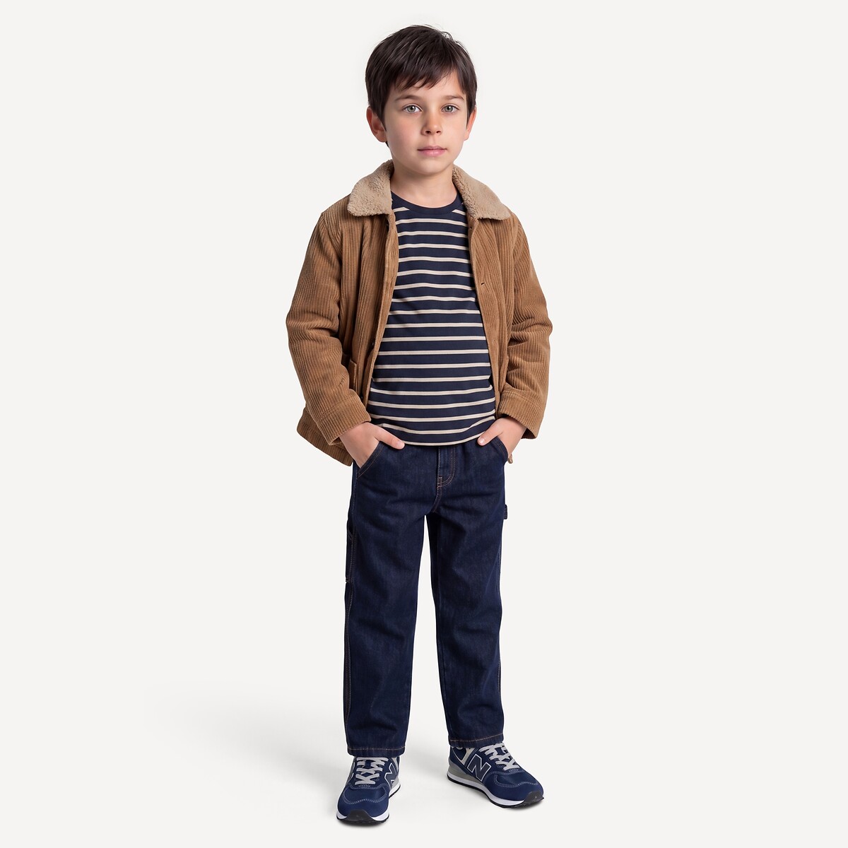 Corduroy faux fur collar utility jacket camel, LA REDOUTE COLLECTIONS