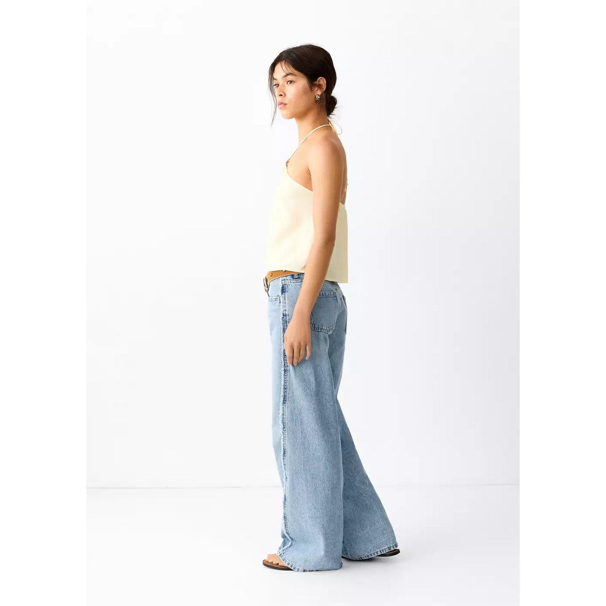Jean low waist wide leg bleu moyen, MANGO TEEN