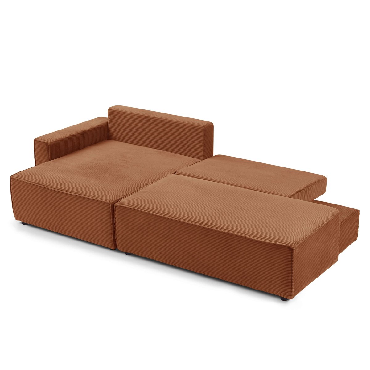 Canapé d'angle gauche convertible velours ZOLA terracotta, BAÏTA