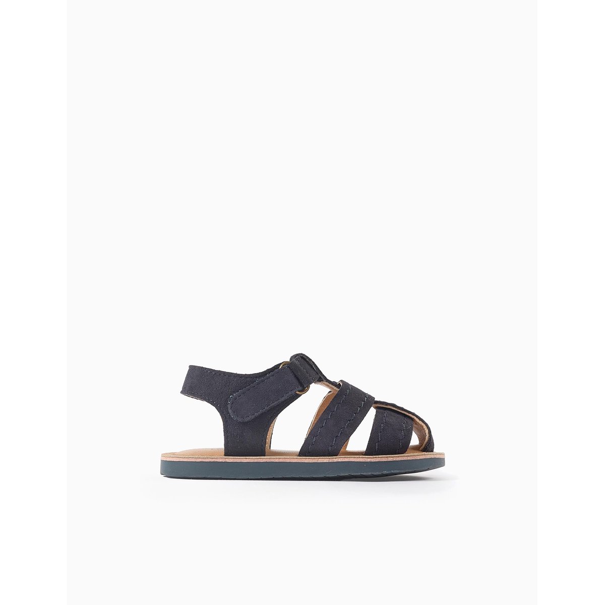 Sandales fermées en suède avec semelle antidérapante bleu, ZIPPY