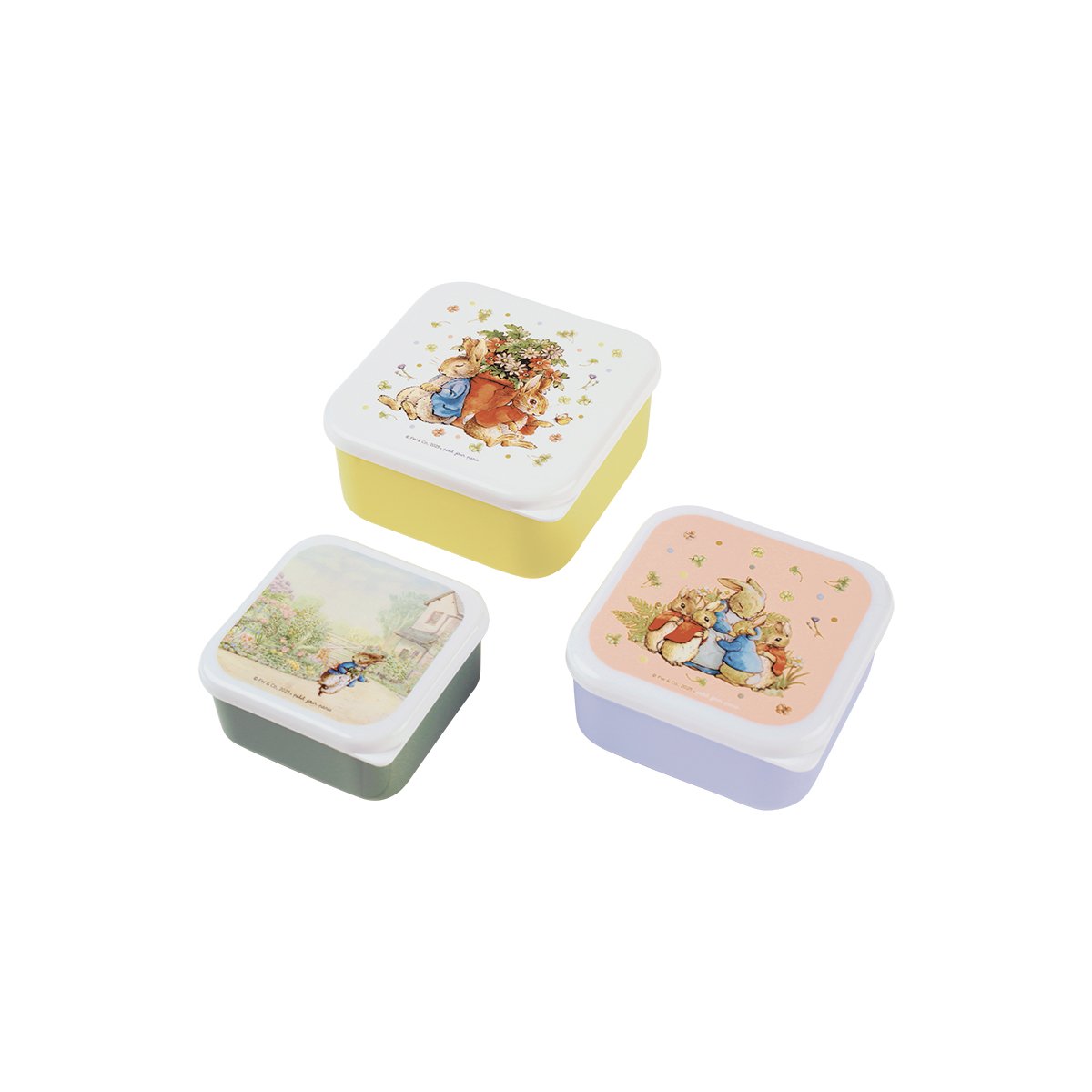 Set de 3 Lunch Box PIERRE LAPIN bleu, vert, jaune., PETIT JOUR