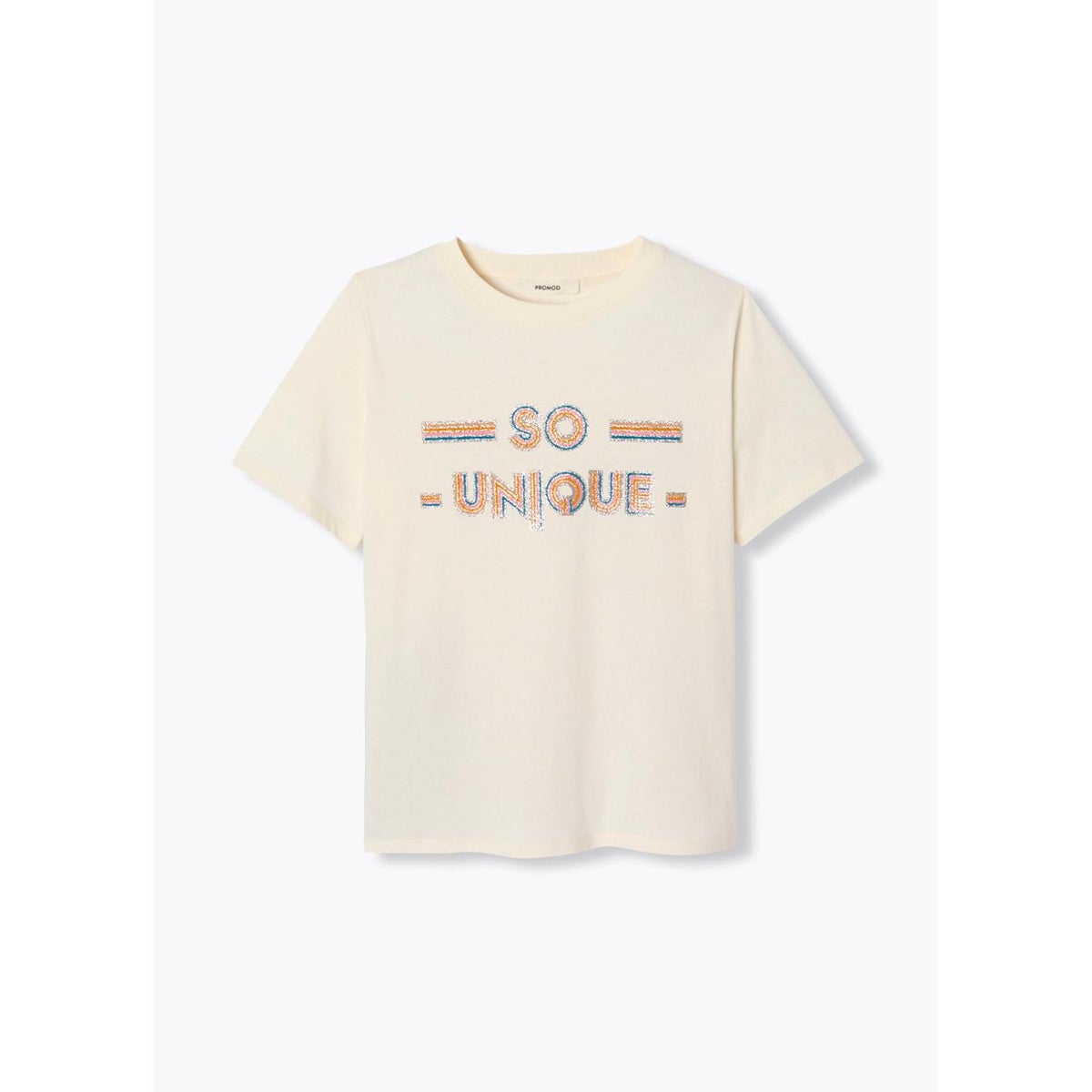 T-shirt à message "so unique" imprimé écru, PROMOD