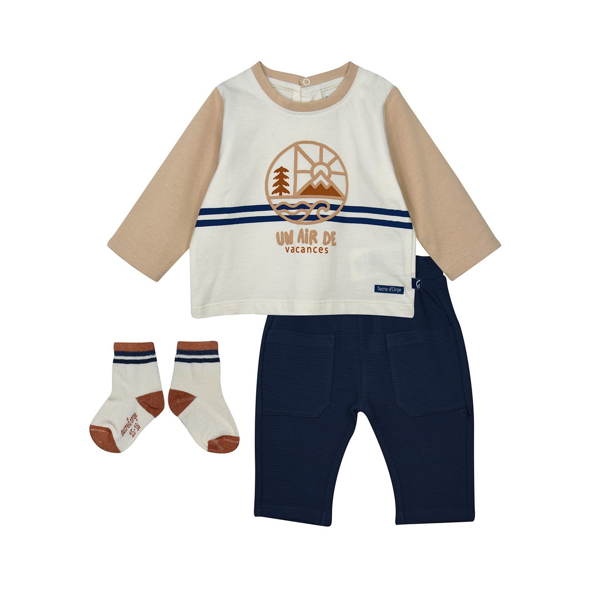 Ensemble t-shirt et pantalon rémi beige, SUCRE D'ORGE