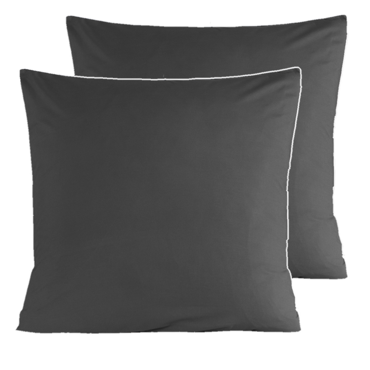 Parure housse de couette percale de coton avec 2 taies 65x65 cm ROSE WOOD anthracite/blanc, SENSEI MAISON