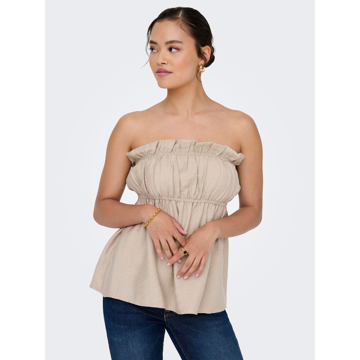 Top Bandeau oxford tan, ONLY