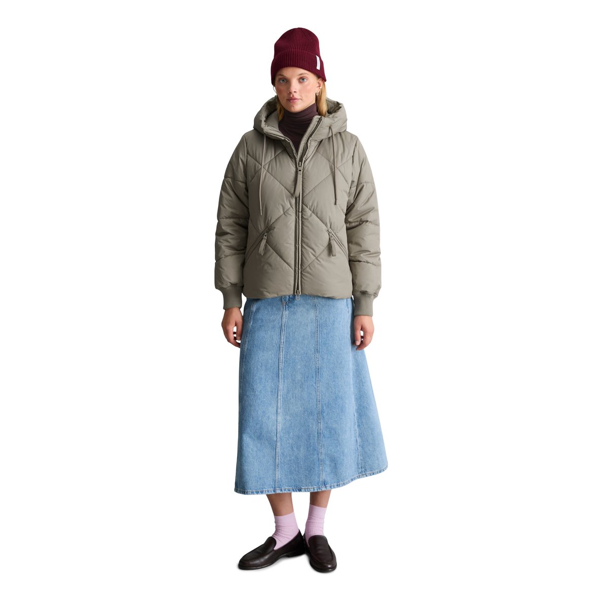Veste matelassée à capuche, coupe décontractée en polyester recyclé gris, MARC O’POLO DENIM