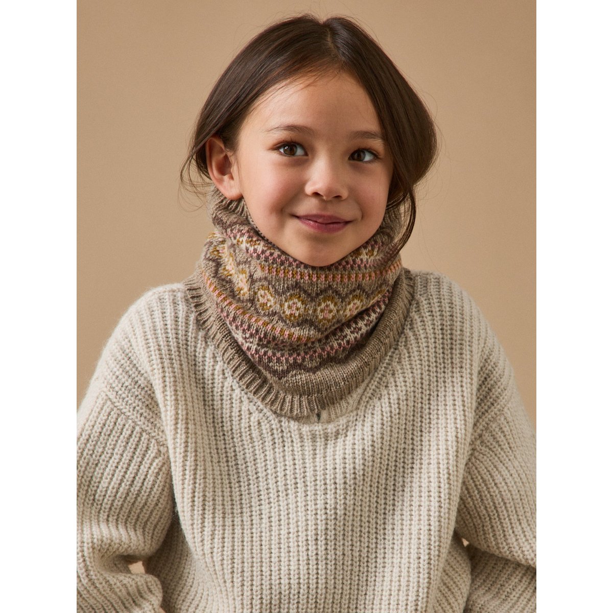 Snood jacquard enfant taupe, CYRILLUS