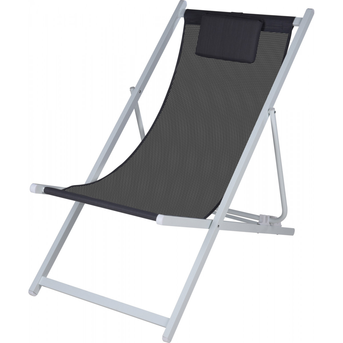Chaise longue pliante chilienne blanc et gris anthracite - 91x61x101cm gris, WADIGA