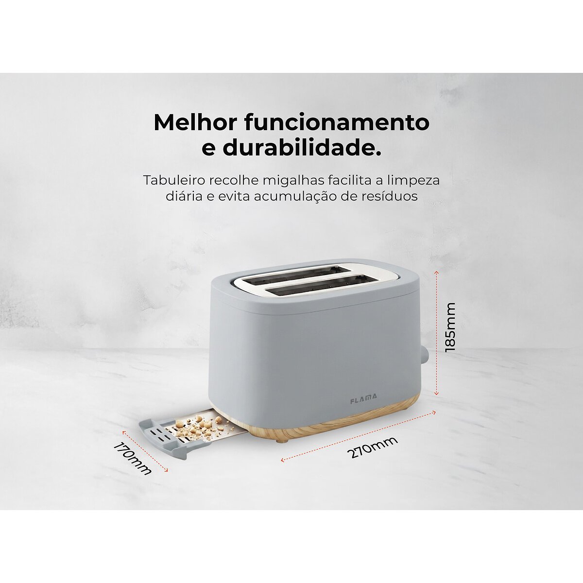Torradeira 1050W, FLAMA cinzento, FLAMA