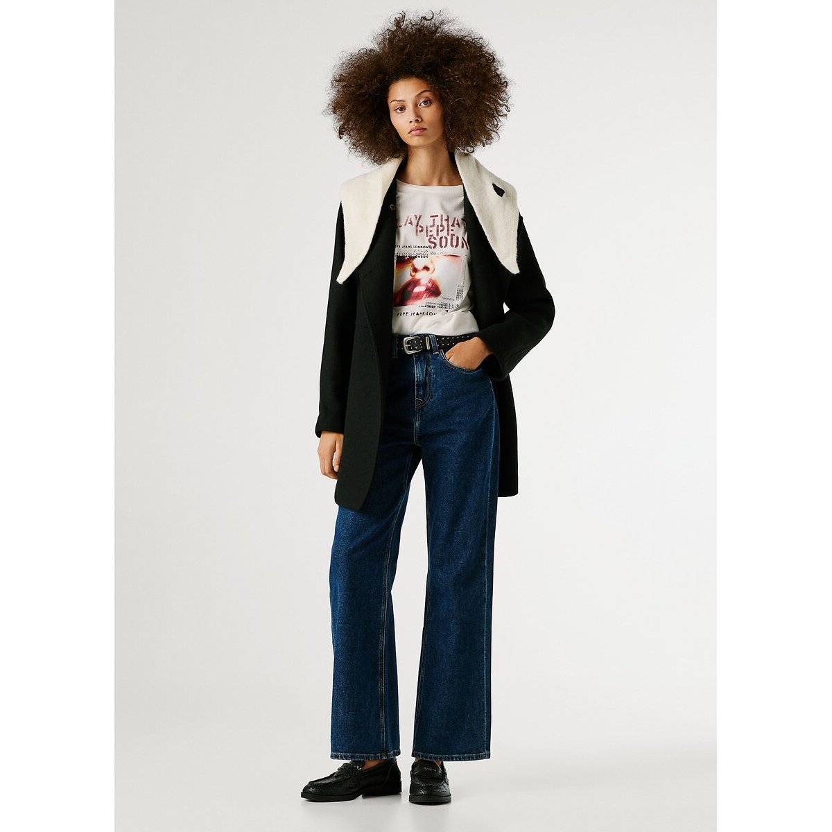 Jean droit taille haute LEXA stone wash bright blue, PEPE JEANS