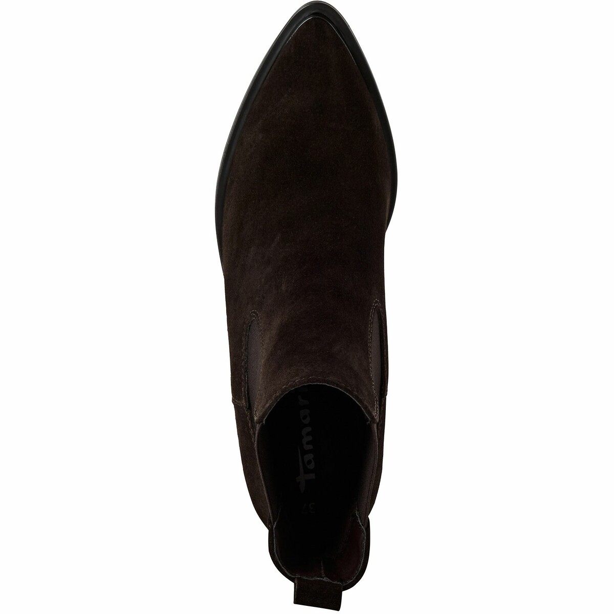Bottines pointues en cuir marron foncé, TAMARIS