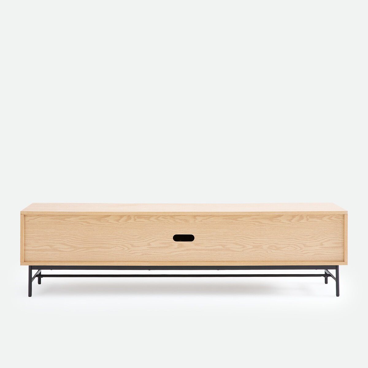 Meuble TV en plaqué avec façade reliéfée, largeur 180 cm, JEREM coloris chêne, LA REDOUTE INTERIEURS