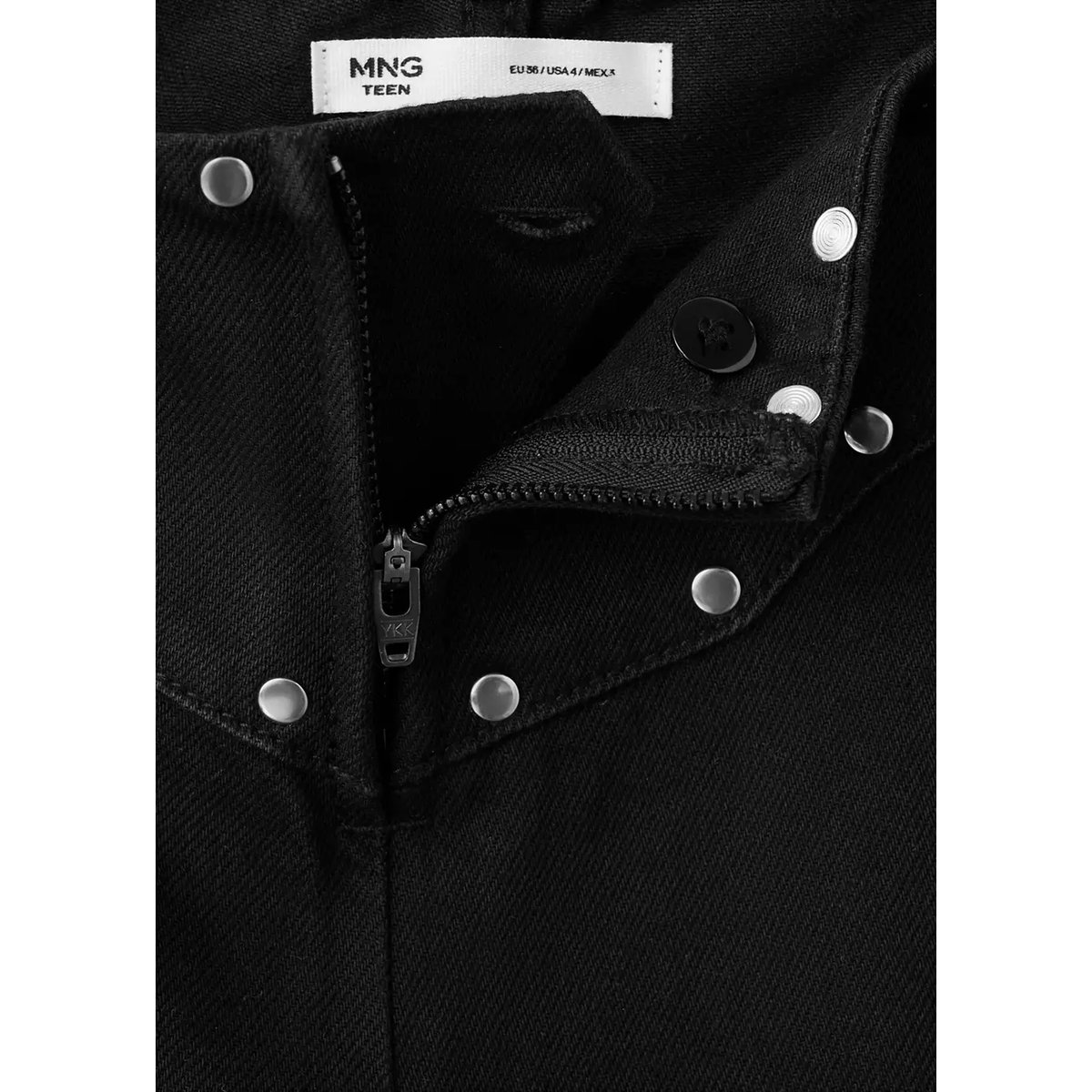 Jean low waist à clous permanents black denim, MANGO TEEN