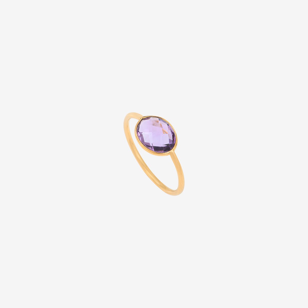 Bague améthyste plaquée or - serti pm améthyste violet, CAROLINE NAJMAN