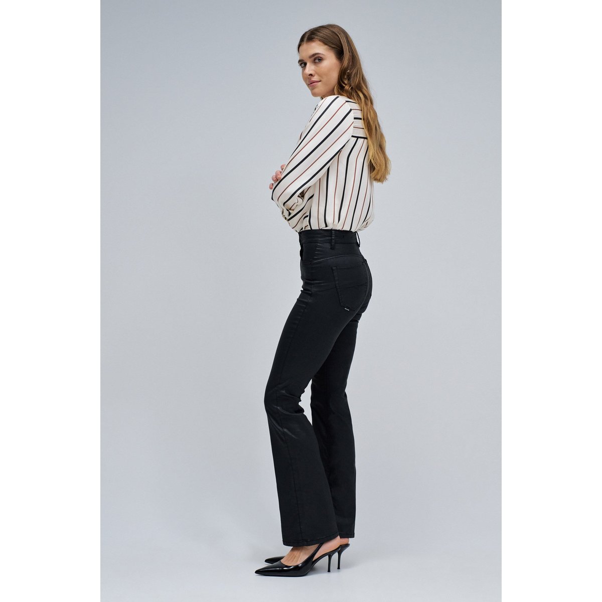 JEAN FAITH PUSH IN BOOTCUT EN COATING noir, SALSA JEANS