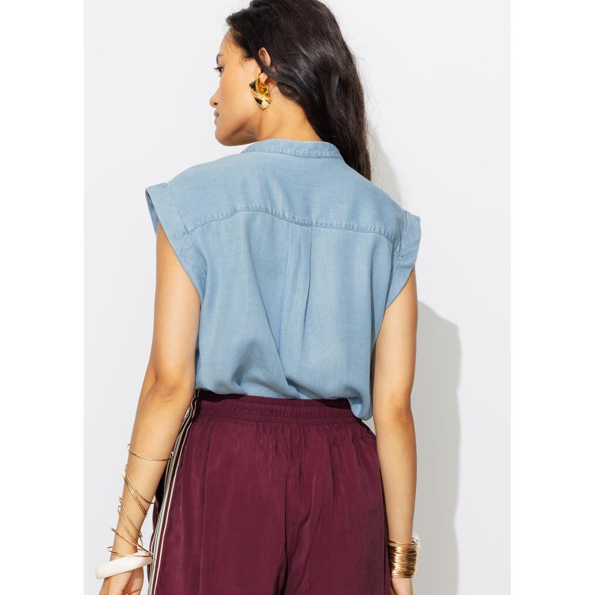Blouse en lyocell jean clair, PROMOD