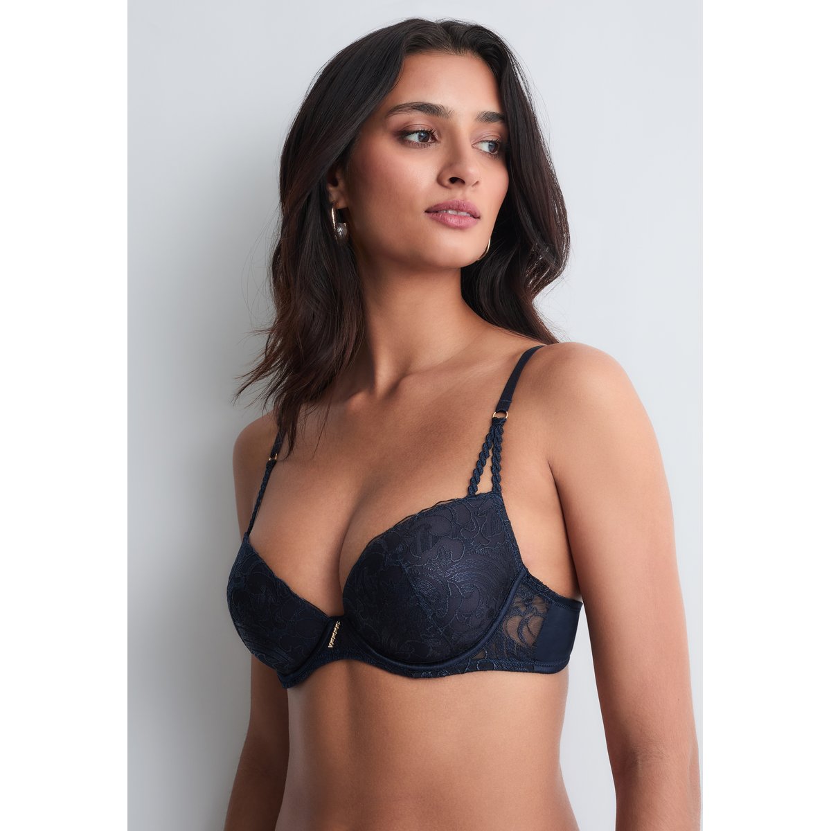 Soutien gorge Push up coques Satin Memories bleu, AUBADE