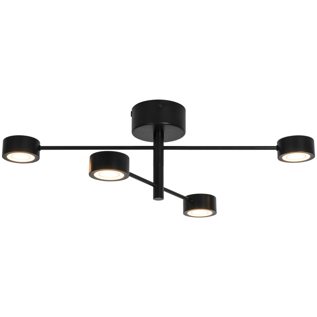 Plafonnier rail-4 spots LED Moodmaker™ à 3 réglages en métal, CLYDE noir, NORDLUX