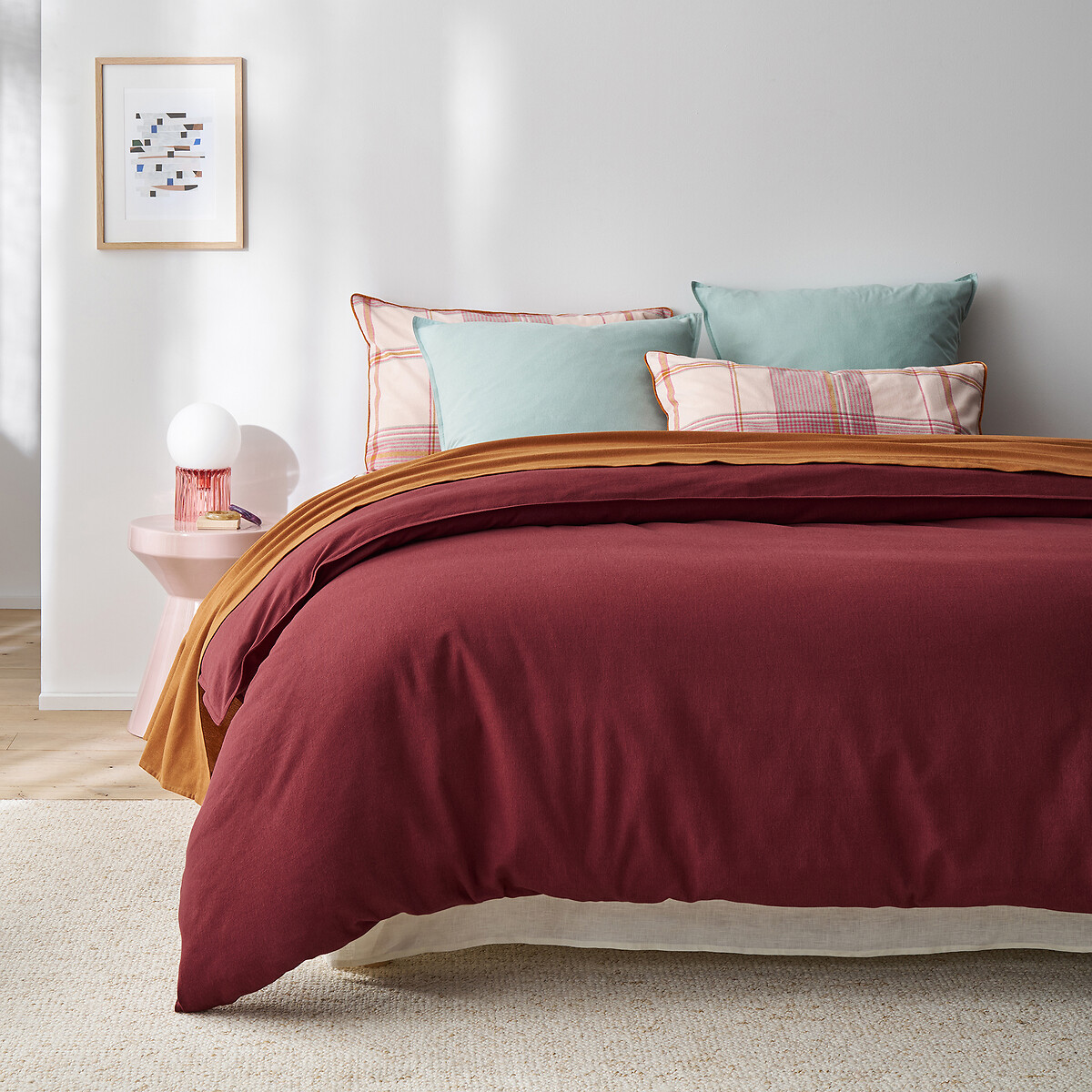Clara Brushed Cotton Duvet Cover burgundy, LA REDOUTE INTERIEURS