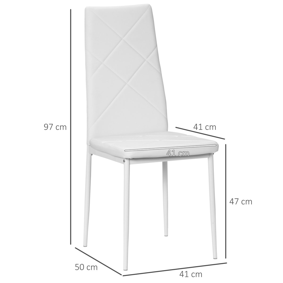 Chaise de salle à manger Revêtement blanc, HOMCOM
