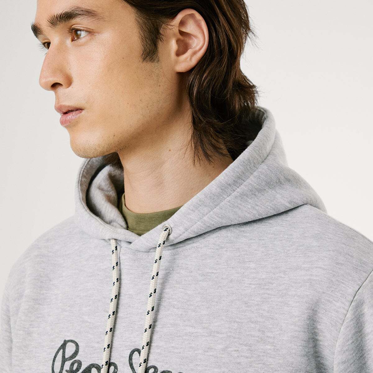 Sweat À Capuche Avec Logo gris chine, PEPE JEANS
