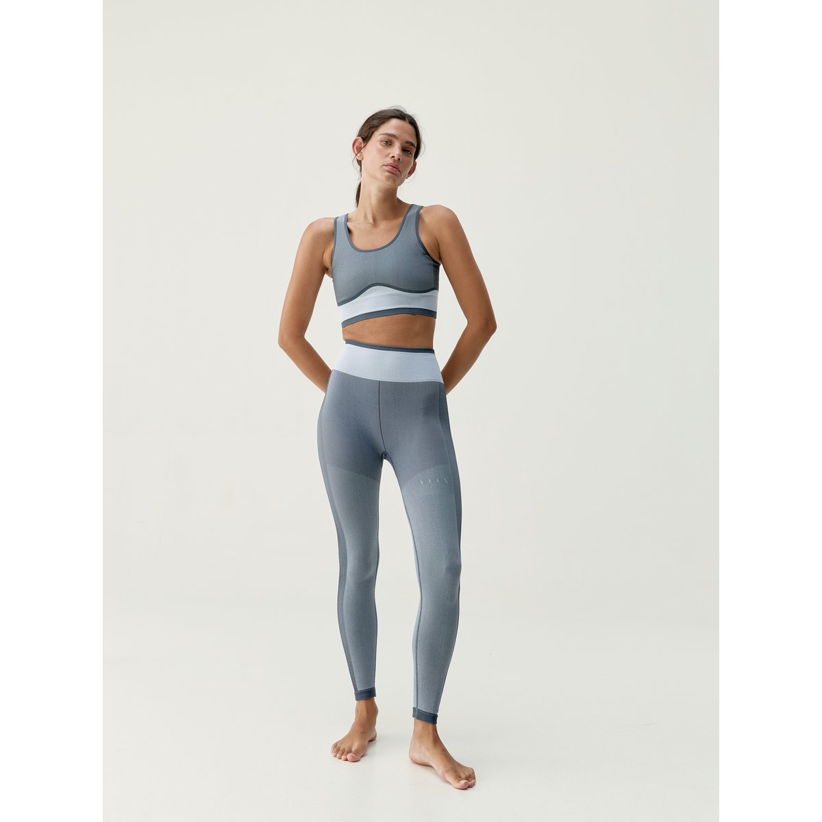 Brassière de sport femme Oasis maintien moyen-élevé effet gainant bleu ébène clair, BORN