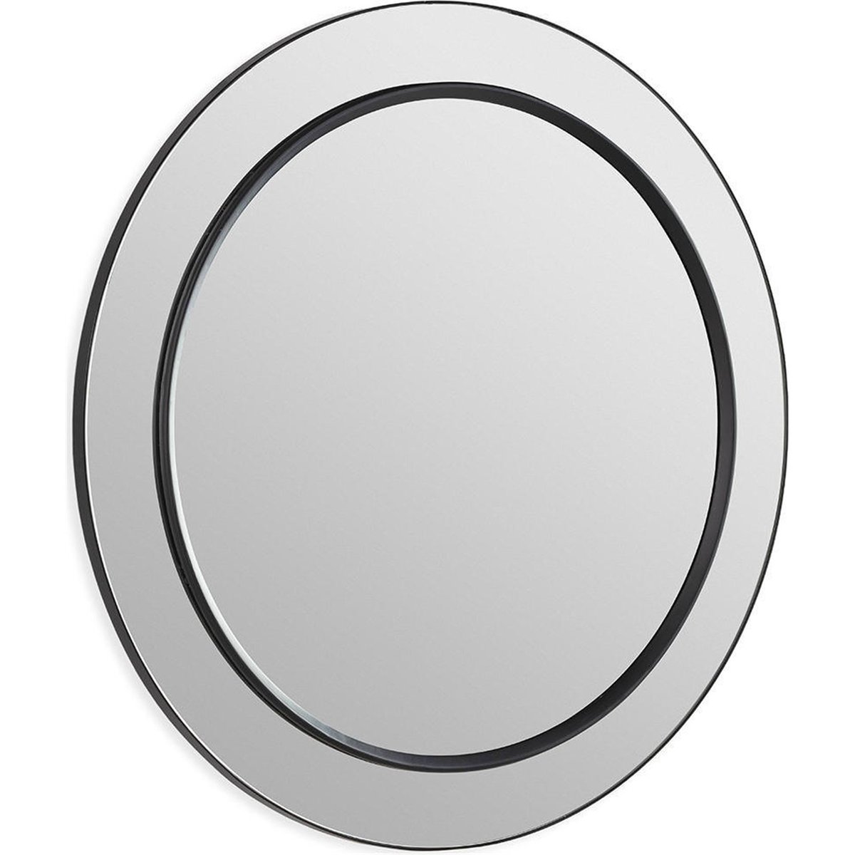 Miroir rond au design graphique noir et miroir, RECOLLECTION