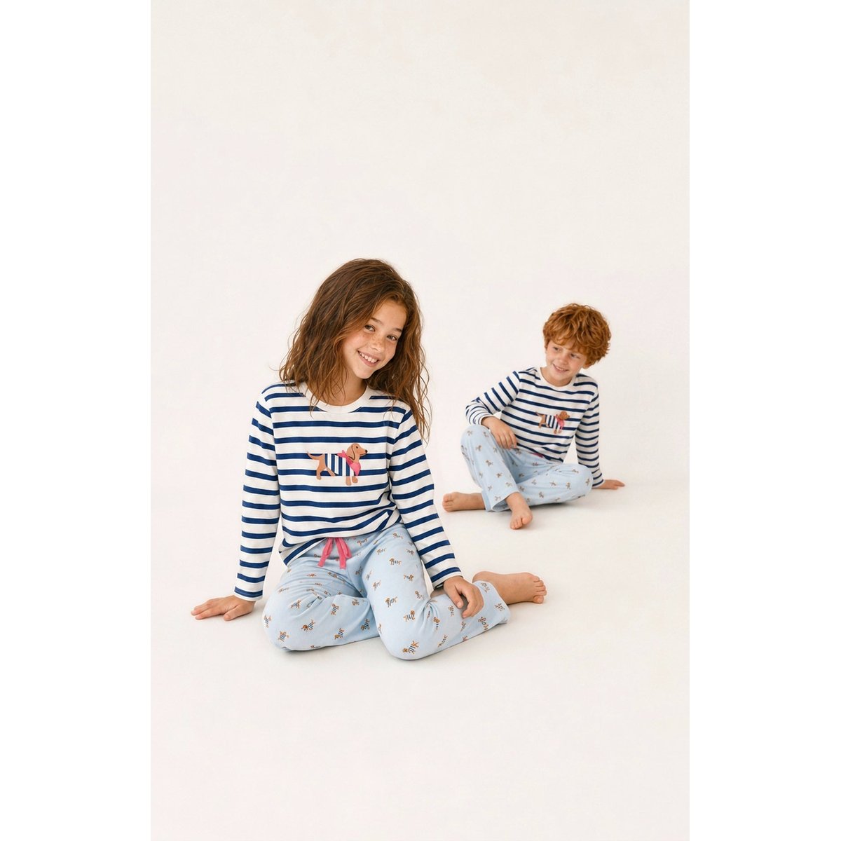 Pyjama enfant en jersey de coton imprimé Tobbie ciel, ARTHUR