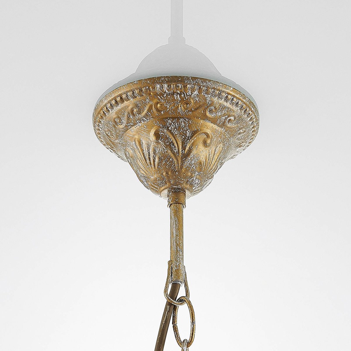 Lustre en textile traditionnel, Lumiel crème, laiton ancien, LINDBY