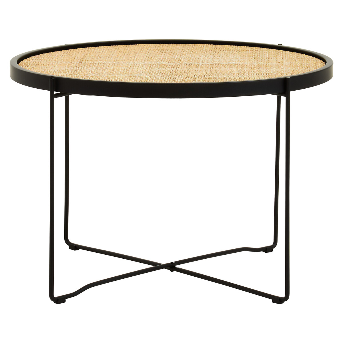 Ranji Round Rattan and Metal Coffee Table black, SO'HOME