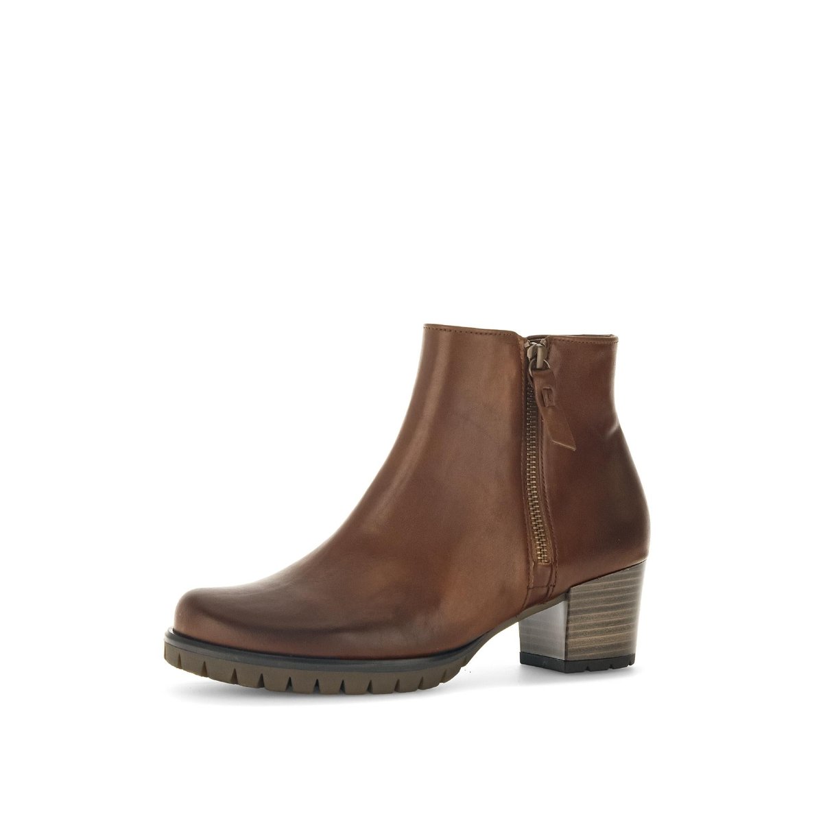 Bottines en cuir lisse à talon décroché marron, GABOR