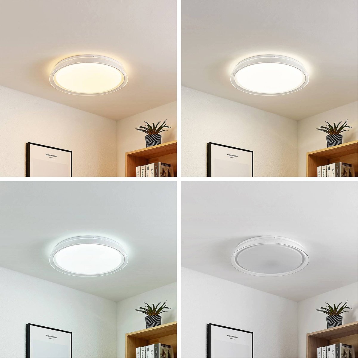 Plafonnier moderneLED, Sleya blanc, LINDBY