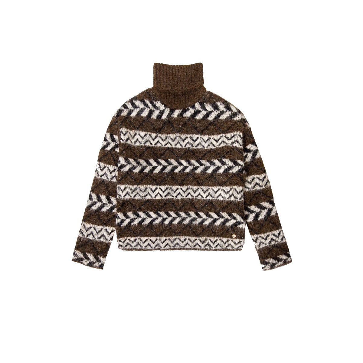 PULL imprimé ethnique MASHA 16-marron/ecru, LA PETITE ETOILE