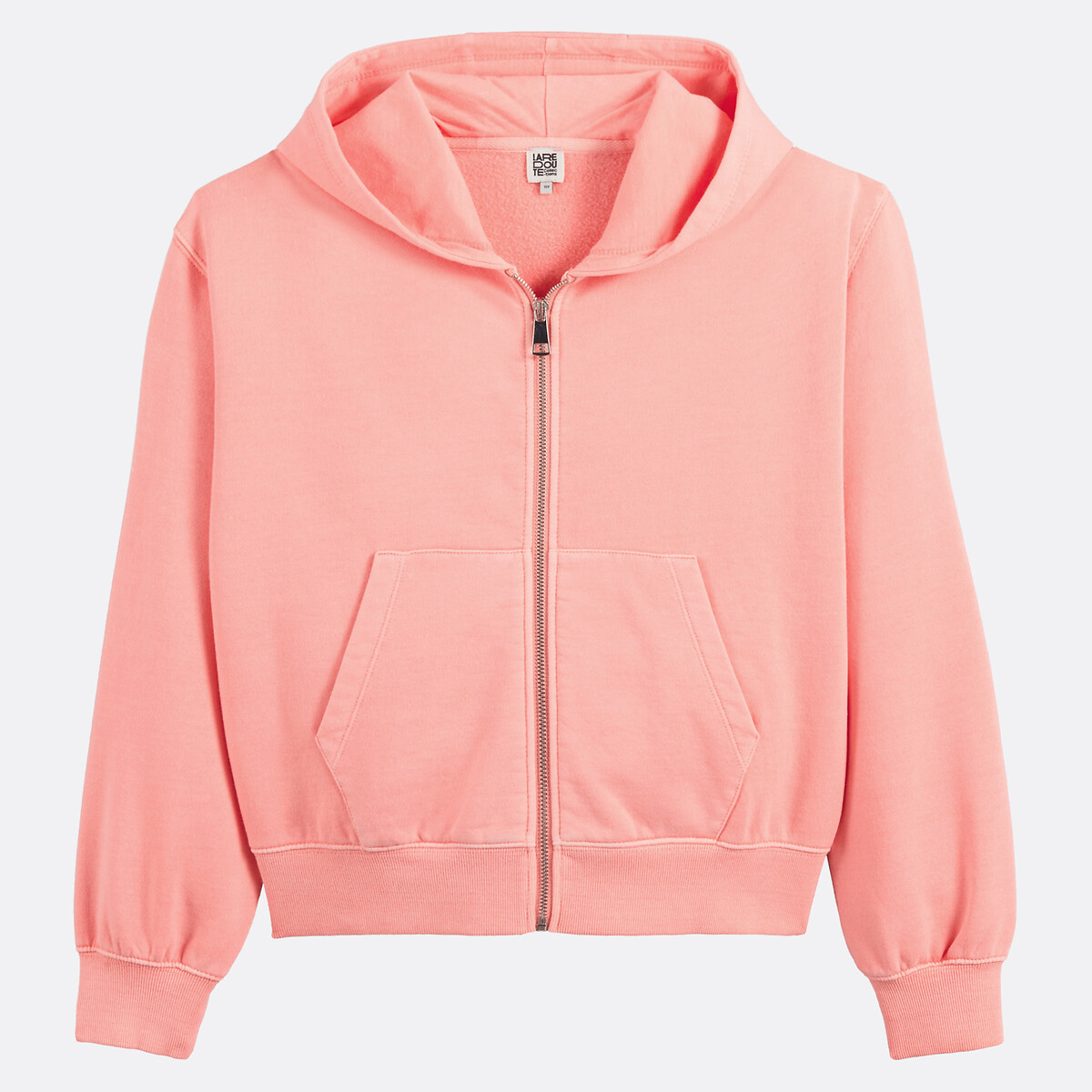 Sweat zippé à capuche en molleton corail, LA REDOUTE COLLECTIONS