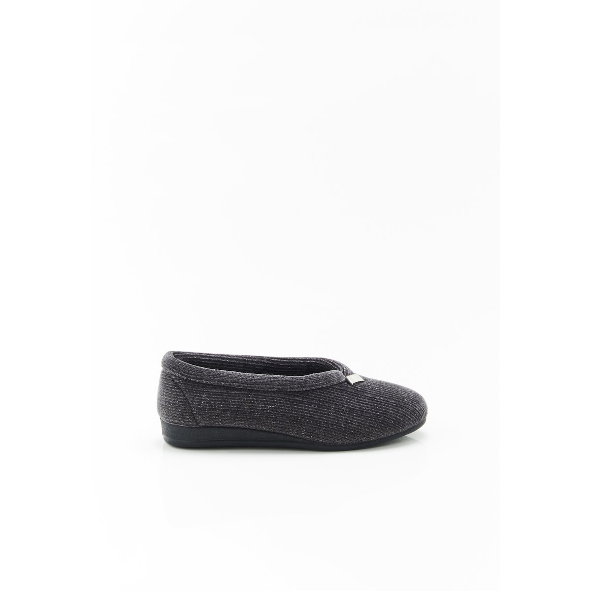 Chaussons velours côtelé brillant gris, DAMART