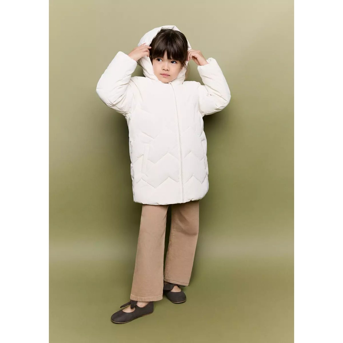 Anorak matelassé long gris glacé, MANGO BABY